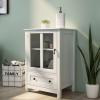 FRITHJILL Console Cabinet, Floor Storage Cabinet with Single Glass Doors Design, Display Storage Organizer for Living Room view 3