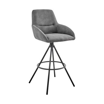 Armen Living Odessa 26" Counter Height Bar Stool in Charcoal Fabric and Black Finish