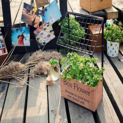 Anncus F Zakka Shelf Wood Box Storage Wood Shelf box Flowers Hanging Shelf wood log iron Shelf
