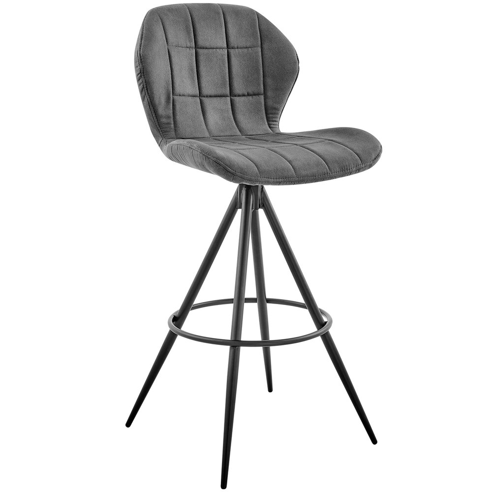 Armen Living Catalina 27" Counter Height Bar Stool in Charcoal Fabric and Black Finish
