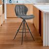 Armen Living Catalina 27" Counter Height Bar Stool in Charcoal Fabric and Black Finish view 2