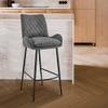 Armen Living Panama 26" Counter Height Bar Stool in Charcoal Fabric and Black Finish view 2
