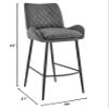Armen Living Panama 31" Bar Height Bar Stool in Charcoal Fabric and Black Finish view 3