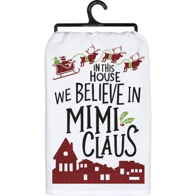 Primitives by Kathy 109650 Mimi Claus Dish Towel, 28-inch Square, Cotton