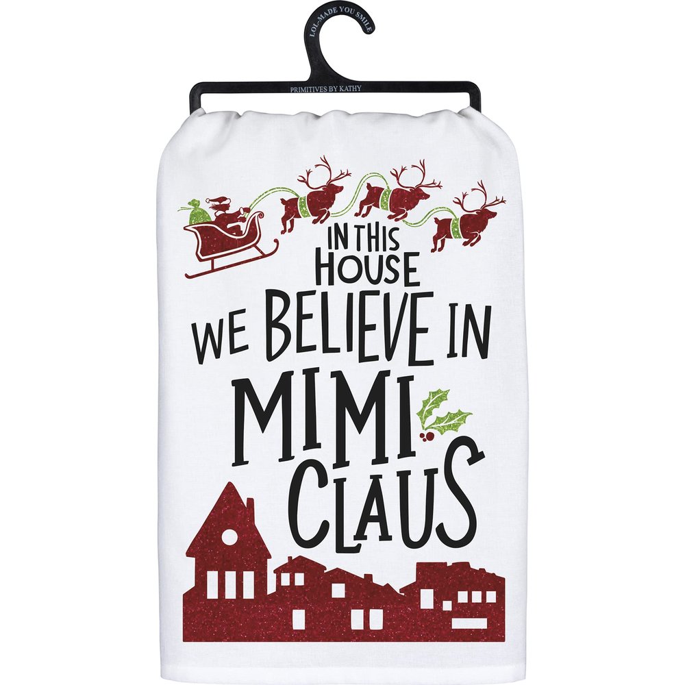 Primitives by Kathy 109650 Mimi Claus Dish Towel, 28-inch Square, Cotton