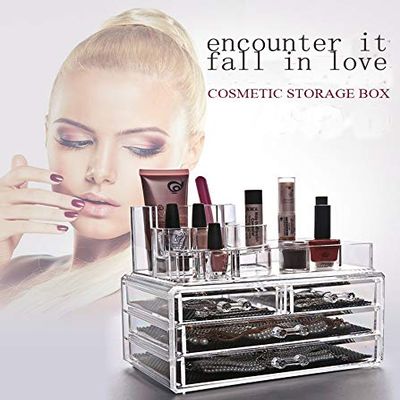 Anncus !!! Fashion Transparent Crystal Storage Box makeup Organizer Cosmetic Acrylic Clear Jewelry Display Case Jewelry Box