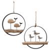 Nautical Wood Wall Decoration Rustic Wooden Hanging Circle Ocean Home Decor Hand Carved Beach Themed Ornament for Door (Whale + Seagull) view 1