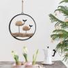Nautical Wood Wall Decoration Rustic Wooden Hanging Circle Ocean Home Decor Hand Carved Beach Themed Ornament for Door (Whale + Seagull) view 2