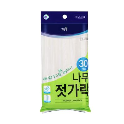 CleanWrap (Pack of 30 Pairs) Disposable Wood Chop Sticks Individually packaged (20.3Cm / 8.11 Inch Long) (Pack in Korea) White Wood Disposable Chopstick, Korean food  (30 Pairs)