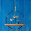 Nautical Wood Wall Decoration Rustic Wooden Hanging Circle Ocean Home Decor Hand Carved Beach Themed Ornament for Door (Seagull + Sailboat) view 4