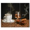 3 Panel Room Wall Picture Coffee with Cigar and Whiskey Paintings for Living Room Dcor Coffee Beans Artwork on Canvas Giclee Home Decoration Wooden Framed Gallery-Wrapped Ready to Hang, 60" Wx40 H view 1
