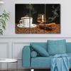 3 Panel Room Wall Picture Coffee with Cigar and Whiskey Paintings for Living Room Dcor Coffee Beans Artwork on Canvas Giclee Home Decoration Wooden Framed Gallery-Wrapped Ready to Hang, 60" Wx40 H view 3