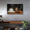 3 Panel Room Wall Picture Coffee with Cigar and Whiskey Paintings for Living Room Dcor Coffee Beans Artwork on Canvas Giclee Home Decoration Wooden Framed Gallery-Wrapped Ready to Hang, 60" Wx40 H view 4