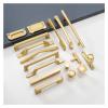 Kitchen drawer cupboard door handle 2pcs Simple Style Matte Gold Cabinet Handles Solid Aluminum Alloy Kitchen Cupboard Pulls Drawer Knobs Furniture Handle Hardware for Family restaurant bathroom bedro view 1
