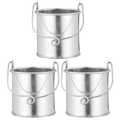Vintage Flower Pot Bucket 3pcs Tin Flower Buckets for Home Centerpiece Decor