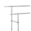 Benjara Dual Bar Tubular Metal Frame Garment Rack with Casters, Chrome view 3