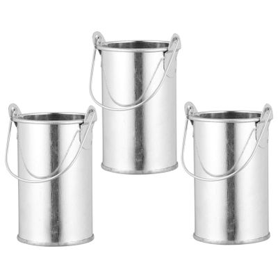 3pcs Vintage Iron Flower Pots Elegant Retro Flower Containers for Dried Decorative Buckets Handle for Indoor Home Landscaping