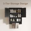ChooChoo Bathroom Wall Cabinet with Towels Bar, 23.6" L x 8.8" W x 29.5" H MDF Material Medicine Cabinet, 2 Doors Over The Toilet Space Saver Storage Cabinet with Large Space, Black view 4