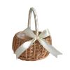 JFBUCF Flower Girl Baskets Wicker Woven Basket,Willow Basket Picnic Basket Woven Eggs Candy Basket Flower Basket Rattan Storage for Wedding Party White S view 1