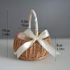 JFBUCF Flower Girl Baskets Wicker Woven Basket,Willow Basket Picnic Basket Woven Eggs Candy Basket Flower Basket Rattan Storage for Wedding Party White S view 3