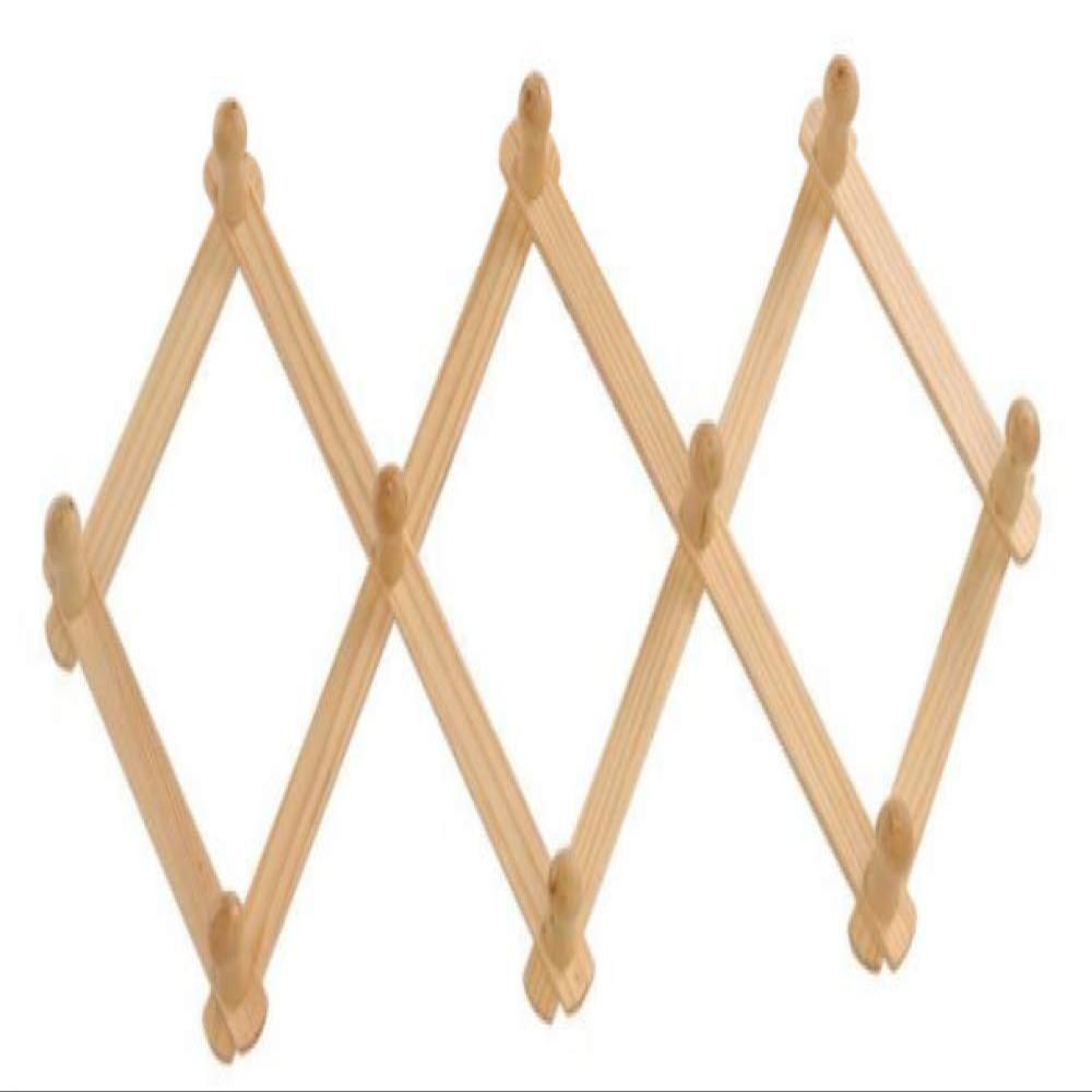 YRHH Extendable Wooden Wall Hooks, Mounted Accordion Clothespins, Coat Stand, Decoration, Hanger for Living Room Door-B