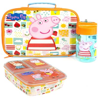 Peppa Pig Lunch Box Set for Kids | Adventure with George Pig, Rebecca Rabbit, Suzy Sheep | Carry Peppa's Adventure
