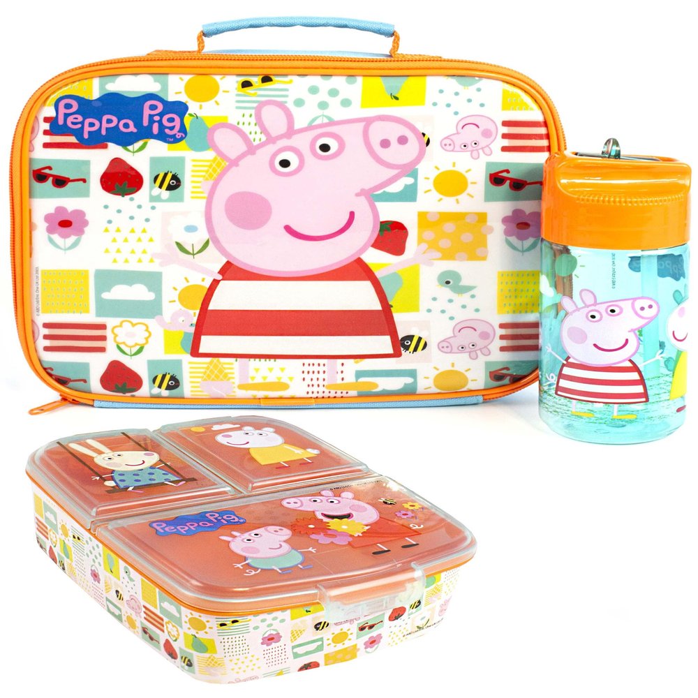 Peppa Pig Lunch Box Set for Kids | Adventure with George Pig, Rebecca Rabbit, Suzy Sheep | Carry Peppa's Adventure