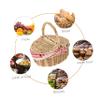 Wicker Basket with Liner Camping Picnic Basket Shopping Storage Hamper with Lid and Handle for Barbecue Food Storage Container Sundries Organizer Red Fruit Vegetable Storage Basket view 2