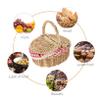 Wicker Basket with Liner Camping Picnic Basket Shopping Storage Hamper with Lid and Handle for Barbecue Food Storage Container Sundries Organizer Red Fruit Vegetable Storage Basket view 3