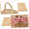 Wicker Basket with Liner Camping Picnic Basket Shopping Storage Hamper with Lid and Handle for Barbecue Food Storage Container Sundries Organizer Red Fruit Vegetable Storage Basket view 4