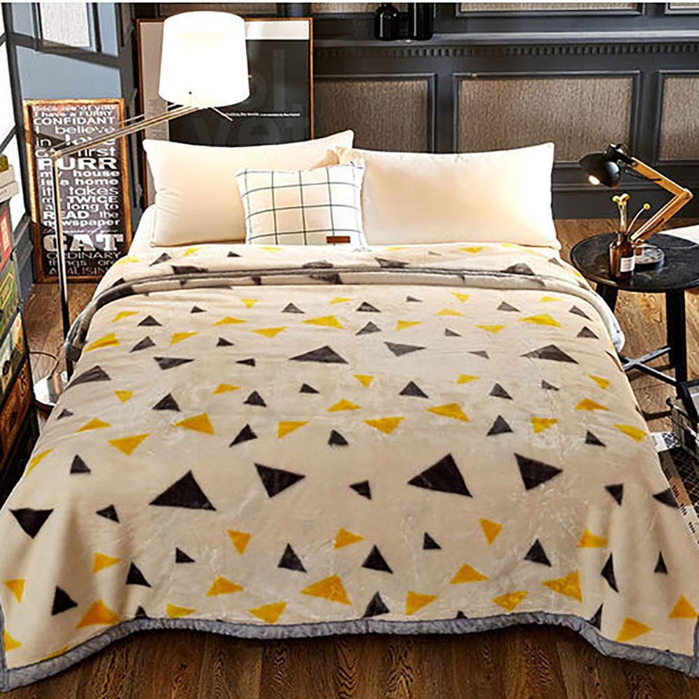 9 Pounds Warm Fleece Blanket for Winter Queen Heavy Korean Mink Blanket - 79"x91" Plush Fluffy Cozy Soft 2 Ply Gentle Printed Bed Blankets Beige,2x2.3m4kg
