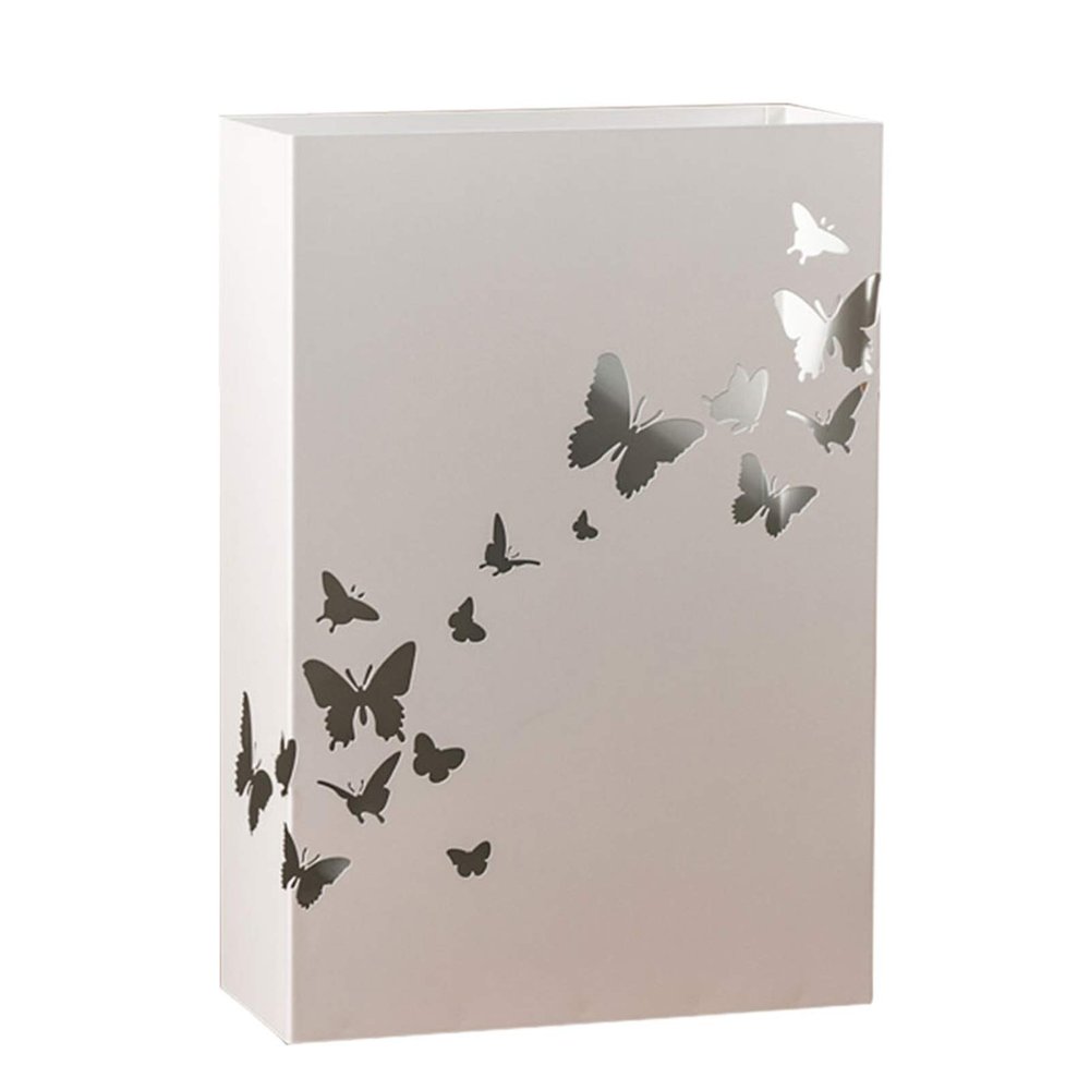 Umbrella Racks White Wrought Iron Umbrella Stand Holder, A Space-Saving Home Hotel Office Modern Umbrella Bucket with Movable Hook and Drip Tray