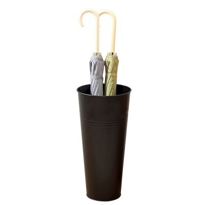 Umbrella Racks Indoor Metal Umbrella Stand Holder, School Office Hotel Round Modern Umbrella Bucket, Space-Saving Umbrella Basket, 23x47cm (Color : Black)