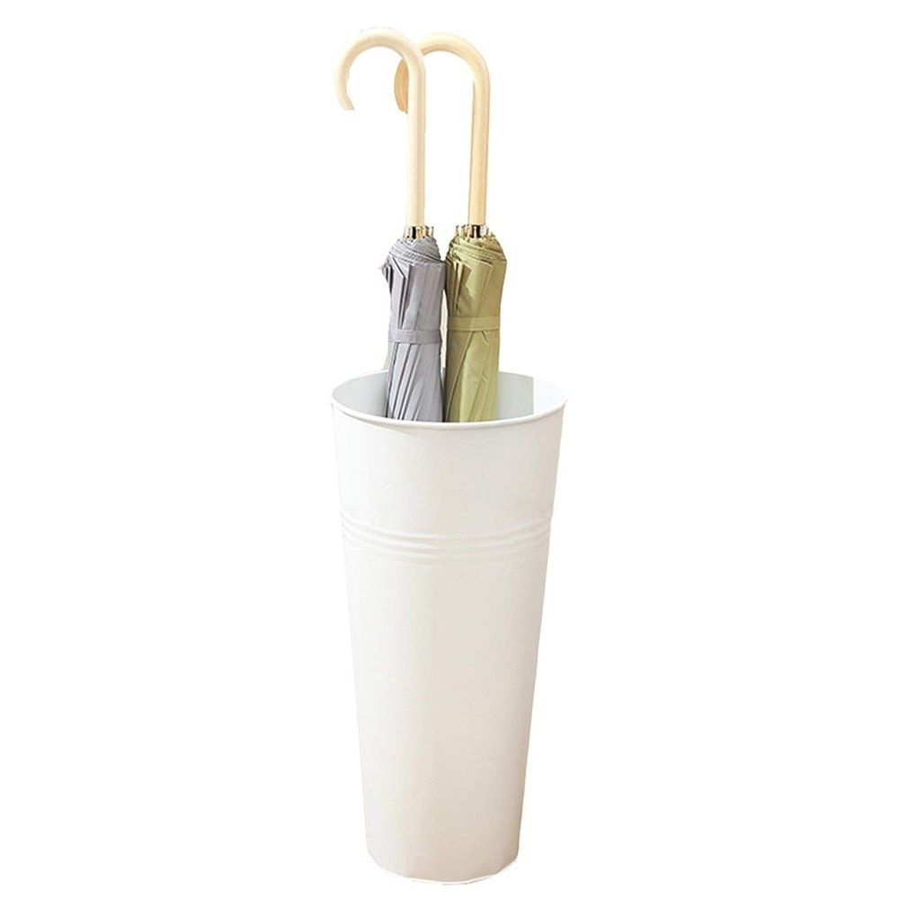Umbrella Racks Indoor Metal Umbrella Stand Holder, School Office Hotel Round Modern Umbrella Bucket, Space-Saving Umbrella Basket, 23x47cm (Color : White)
