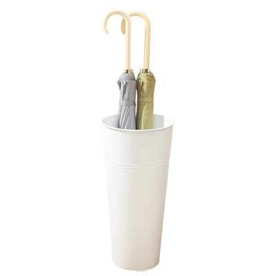 Umbrella Racks Iron Umbrella Stand Holder, Modern Indoor Umbrella Bucket, Round Umbrella Basket for Home Office Entrance, 23x47cm (Color : White)