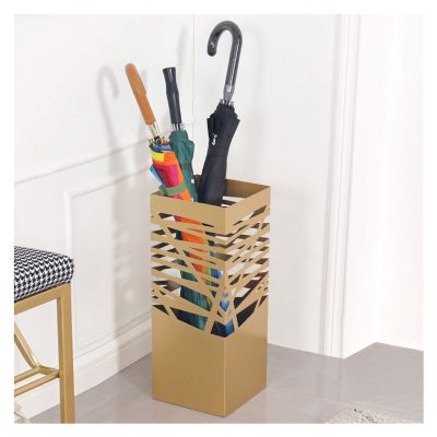 Umbrella Racks Golden Wrought Iron Umbrella Stand Holder, Space-Saving Home, Hotel Office Entrance, Large-Capacity Umbrella Basket with Drip Tray