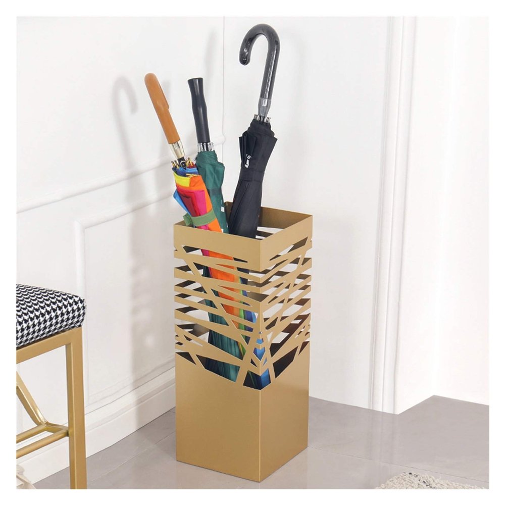 Umbrella Racks Golden Wrought Iron Umbrella Stand Holder, Space-Saving Home, Hotel Office Entrance, Large-Capacity Umbrella Basket with Drip Tray