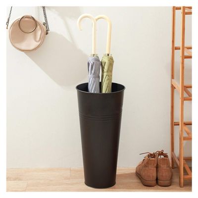 Umbrella Racks Metal Umbrella Stand Holder, Outdoor Modern Umbrella Bucket with Removable Hook and Drip Tray, 3 Colors, 23x47cm (Color : Black)