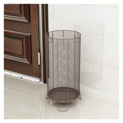 Umbrella Racks Metal Umbrella Stand Holder, Hotel Office Entrance Umbrella Bucket Umbrella Basket, with Hook and Drip Tray, 4 Colors, 2 Sizes (Color : Brown, Size : 20X55cm)