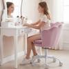 DM Kids Desk Chair Ergonomic Reading Study Adjustable Computer Chair for Students Cute Modern Upholstered Velvet Swivel Rolling Arm Chair with Seashell Back for Girls Bedroom, Purple view 2