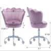 DM Kids Desk Chair Ergonomic Reading Study Adjustable Computer Chair for Students Cute Modern Upholstered Velvet Swivel Rolling Arm Chair with Seashell Back for Girls Bedroom, Purple view 3