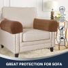 Stretch Velvet Plush Armrest Covers for Chairs and Sofas - Anti-Slip Couch Protector With Sticker - Furniture Arm Cover for Recliner, 4 Pieces, Camel view 2