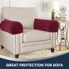 Burgundy Velvet Plush Arm Covers for Chairs & Sofas - Anti-Slip Couch Armrest Protectors, Set of 2 view 2