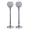 Allgala 16" Crystal Bowl Tealight Votive Decorative Goblet Wine Glass Shaped Candle Holder (2 PK Silver) view 1