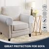 Stretch Velvet Plush Armrest Covers for Chairs and Sofas - Anti-Slip Couch Protector With Sticker - Furniture Arm Cover for Recliner, Set of 2, Off White view 2