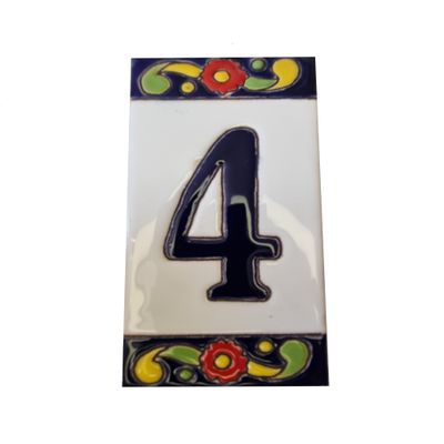 15cm x 7.5cm Large House Numbers, Spanish Ceramic House Numbers Tiles, Pepper Design (4)