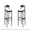Manhattan Comfort Klismos 31 Inch Mid Century Modern Bar Stools - Faux Leather Padded Seat, Beech Wood Base with Elegant Gold Metal Footrest, Fully Assembled Barstools, Set of 2, Ivory/Dark Walnut view 1
