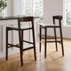 Manhattan Comfort Klismos 31 Inch Mid Century Modern Bar Stools - Faux Leather Padded Seat, Beech Wood Base with Elegant Gold Metal Footrest, Fully Assembled Barstools, Set of 2, Ivory/Dark Walnut view 4