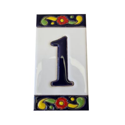 15cm x 7.5cm Large House Numbers, Spanish Ceramic House Numbers Tiles, Pepper Design (1)