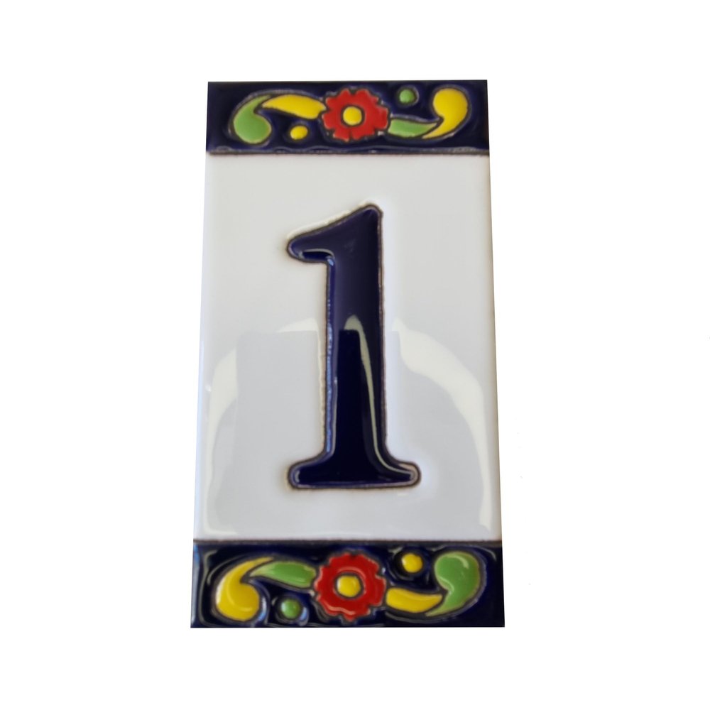 15cm x 7.5cm Large House Numbers, Spanish Ceramic House Numbers Tiles, Pepper Design (1)